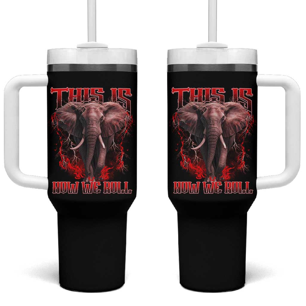 Alabama Fan Tumbler With Handle This Is How We Roll Bama Mascot Game Day - Wonder Print Shop