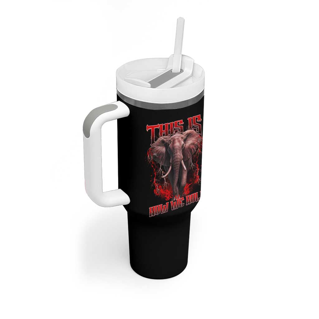 Alabama Fan Tumbler With Handle This Is How We Roll Bama Mascot Game Day - Wonder Print Shop