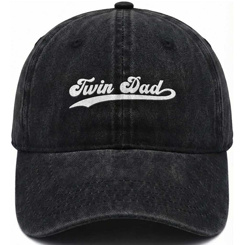 Twin Dad Washed Cotton Baseball Cap Vintage Retro Style Fathers Day Presents