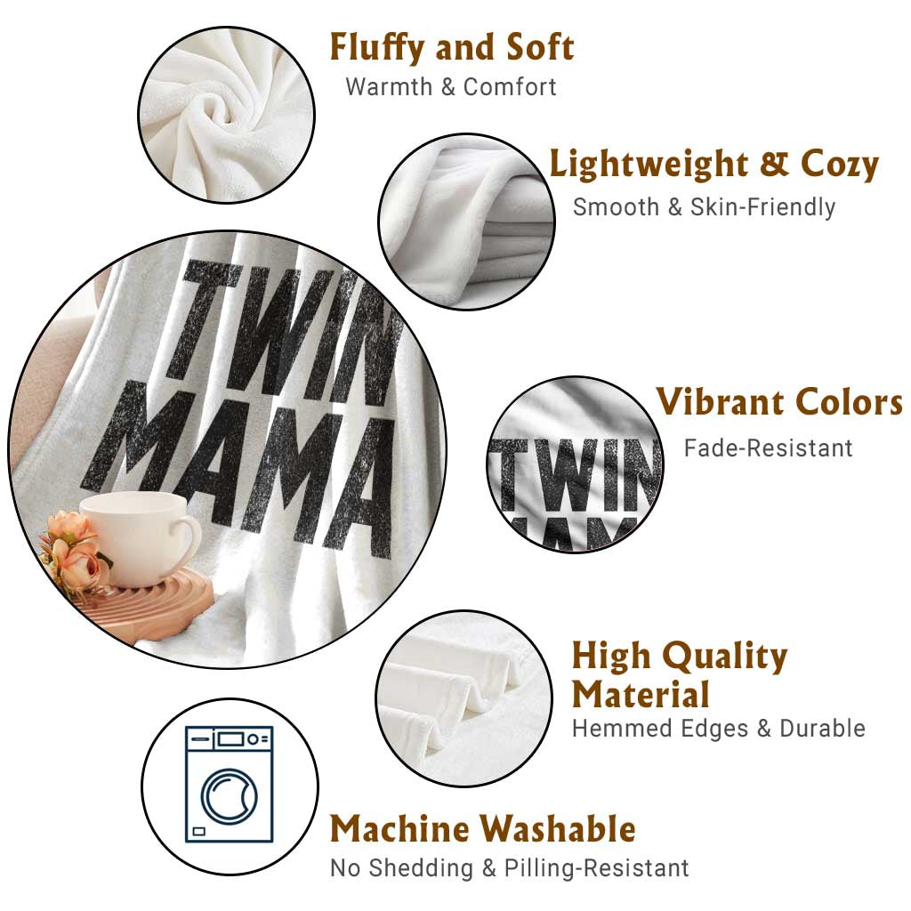 Twin Mama Throw Blanket Pregnancy Announcement New Mom Mothers Day Gift