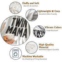 Twin Mama Throw Blanket Pregnancy Announcement New Mom Mothers Day Gift
