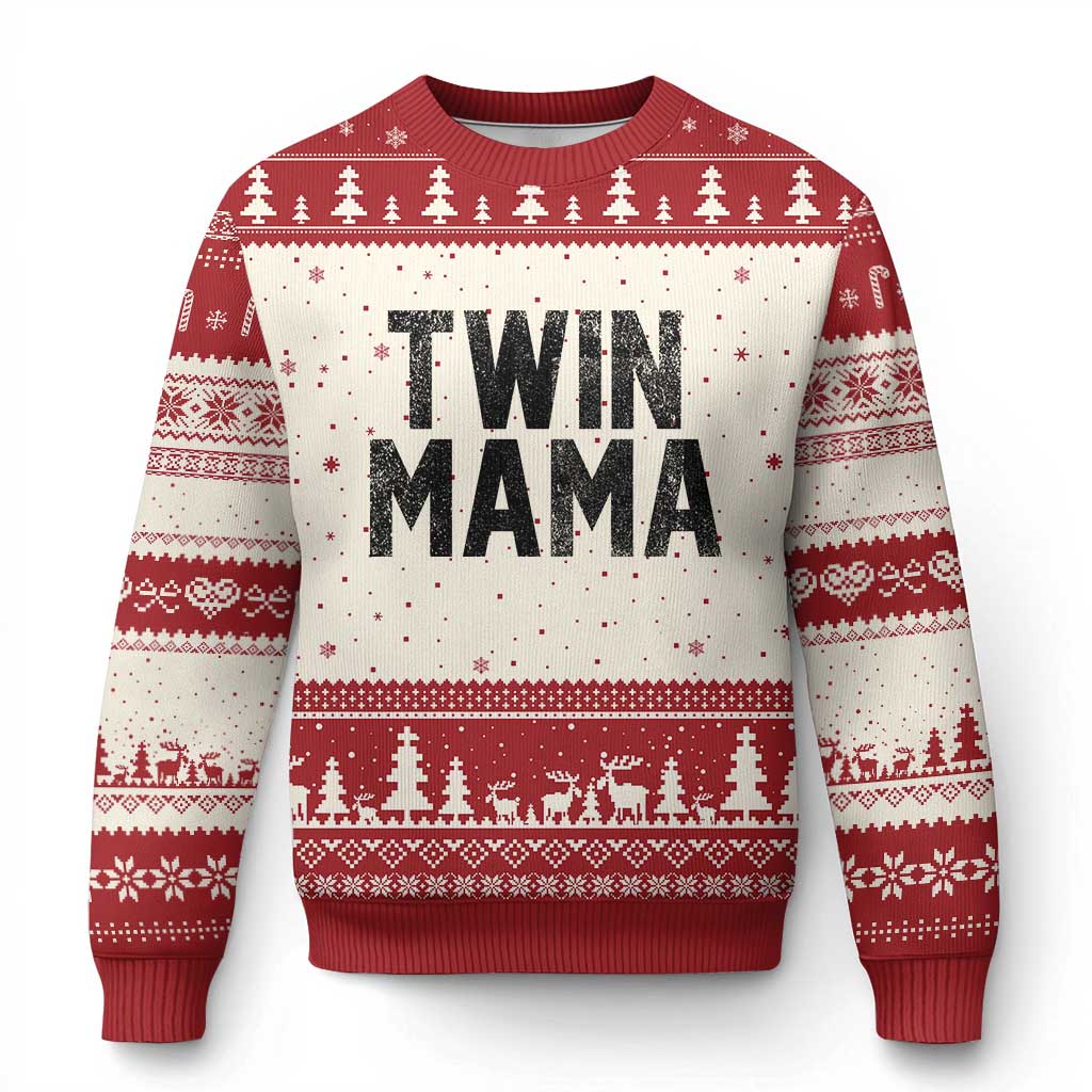 Twin Mama Ugly Christmas Sweater Pregnancy Announcement New Mom Mothers Day Gift