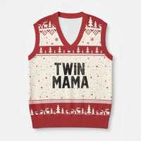 Twin Mama V-Neck Knit Sweater Vest Pregnancy Announcement New Mom Mothers Day Gift