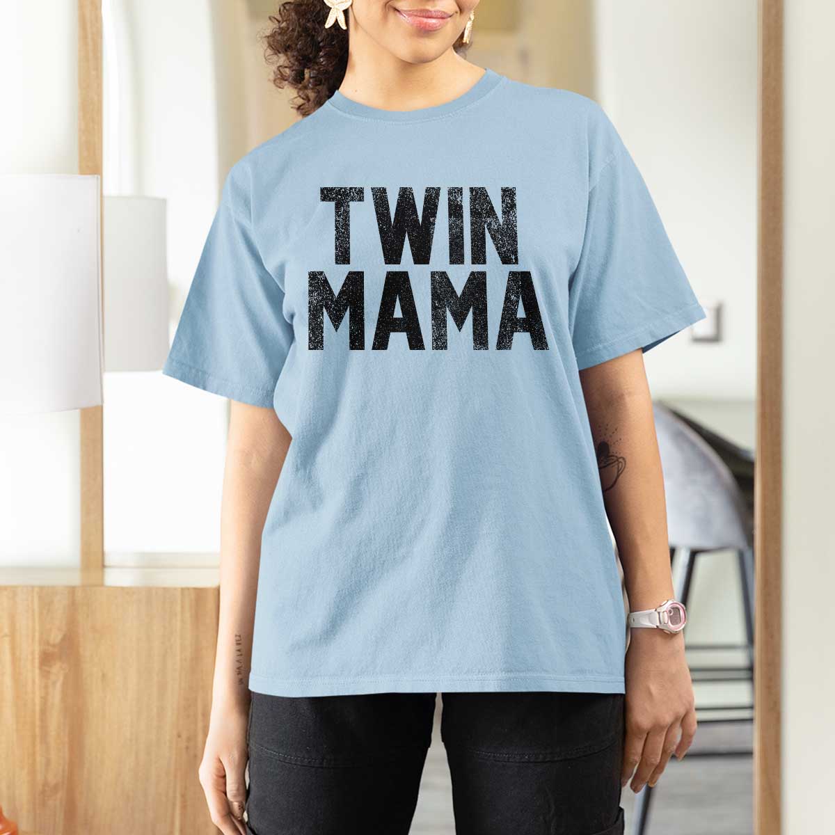 Twin Mama T Shirt For Women Pregnancy Announcement New Mom Mothers Day Gift
