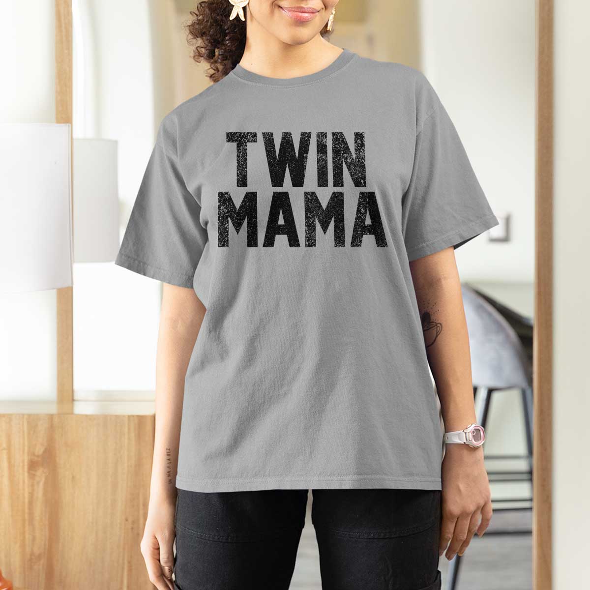 Twin Mama T Shirt For Women Pregnancy Announcement New Mom Mothers Day Gift