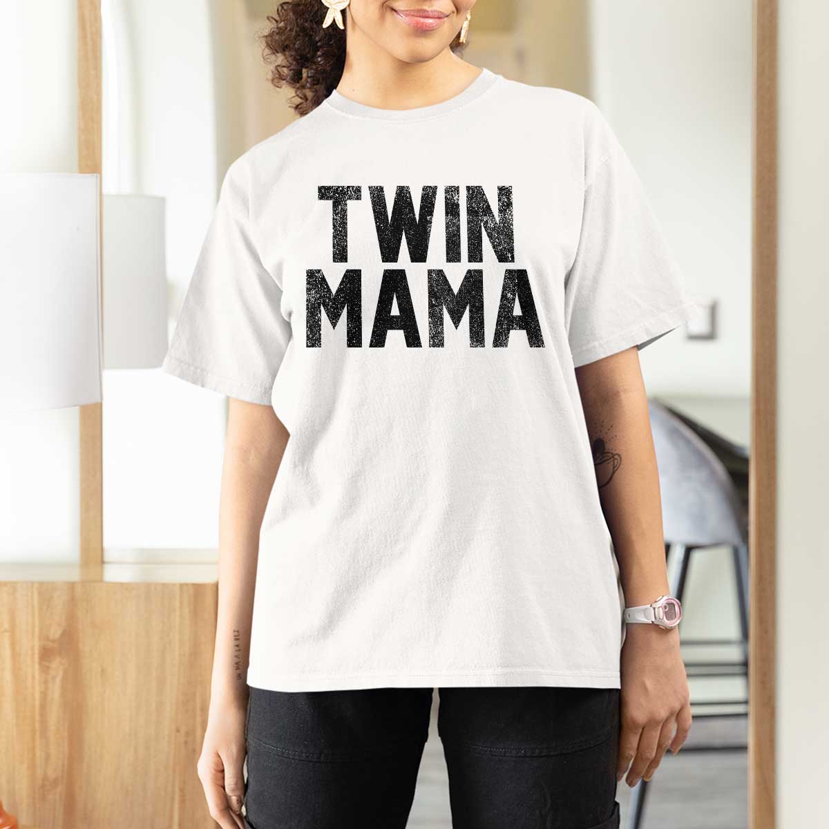Twin Mama T Shirt For Women Pregnancy Announcement New Mom Mothers Day Gift