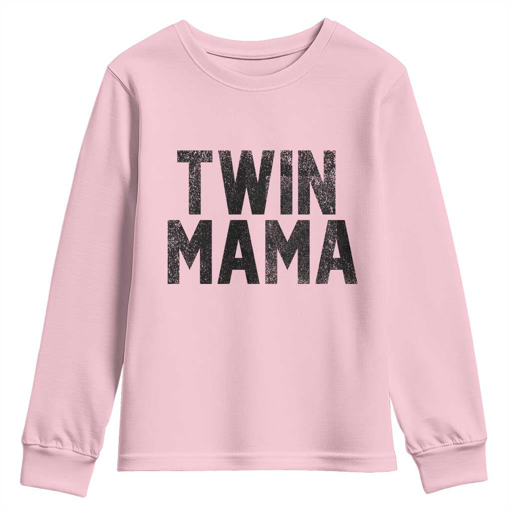 Twin Mama Youth Sweatshirt Pregnancy Announcement New Mom Mothers Day Gift