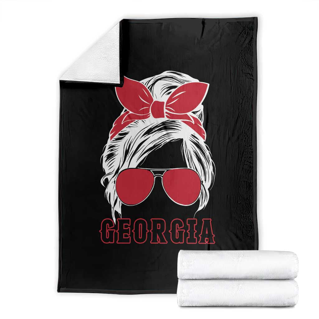 Georgia Lovers Throw Blanket Bulldogs Game Day Messy Bun - Wonder Print Shop