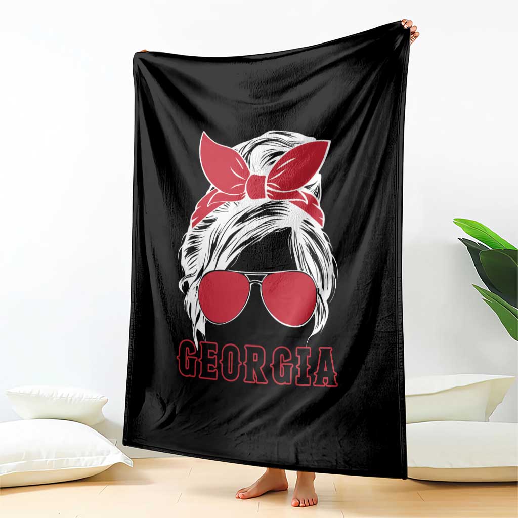 Georgia Lovers Throw Blanket Bulldogs Game Day Messy Bun - Wonder Print Shop