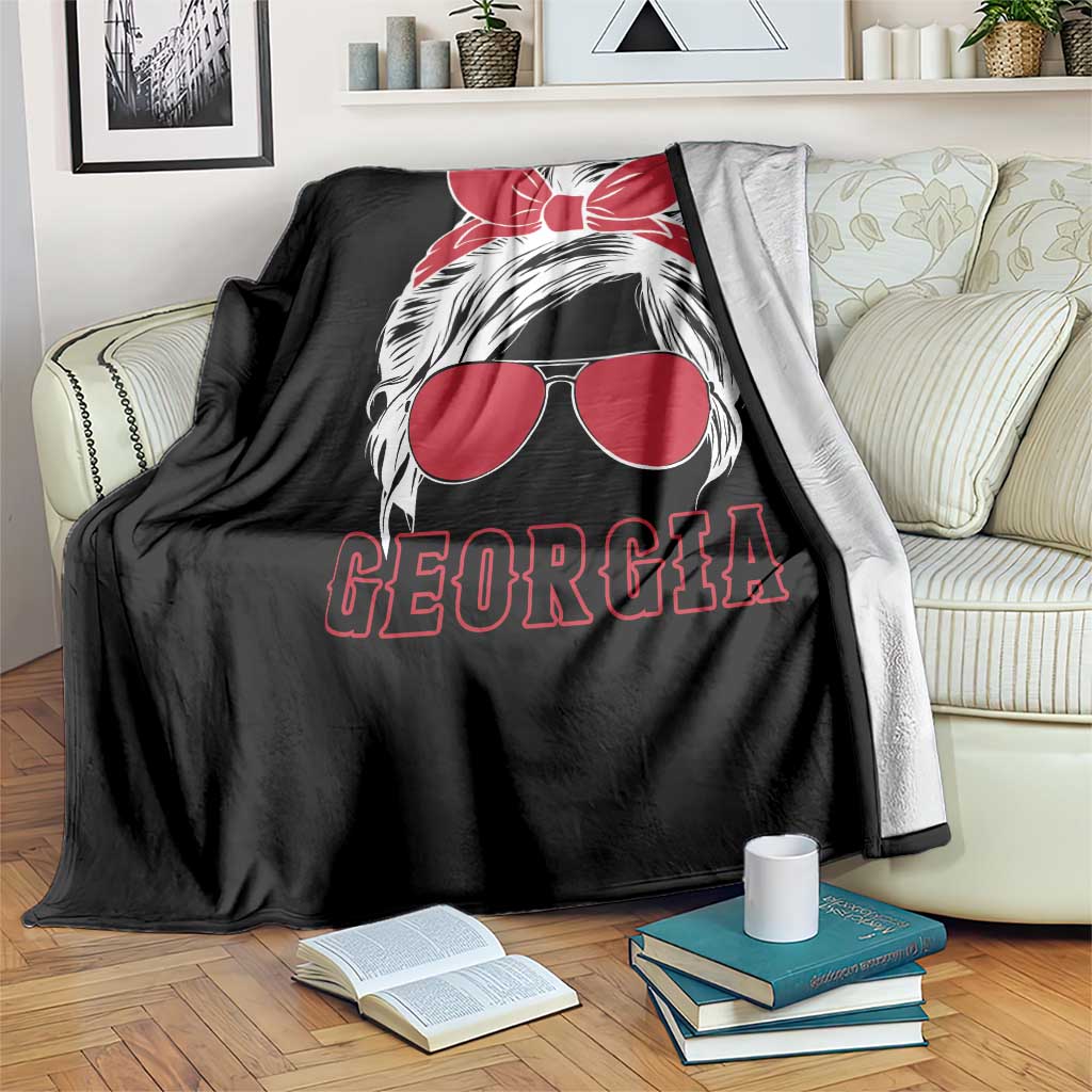 Georgia Lovers Throw Blanket Bulldogs Game Day Messy Bun - Wonder Print Shop
