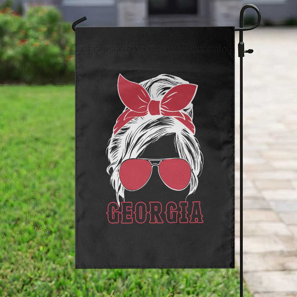 Georgia Lovers Garden Flag Bulldogs Game Day Messy Bun - Wonder Print Shop