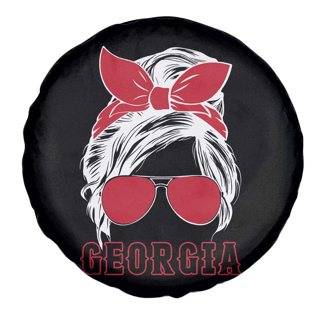 Georgia Lovers Spare Tire Cover Bulldogs Game Day Messy Bun - Wonder Print Shop