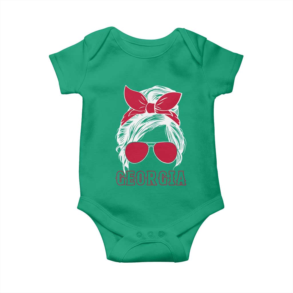 Georgia Lovers Baby Onesie Bulldogs Game Day Messy Bun - Wonder Print Shop