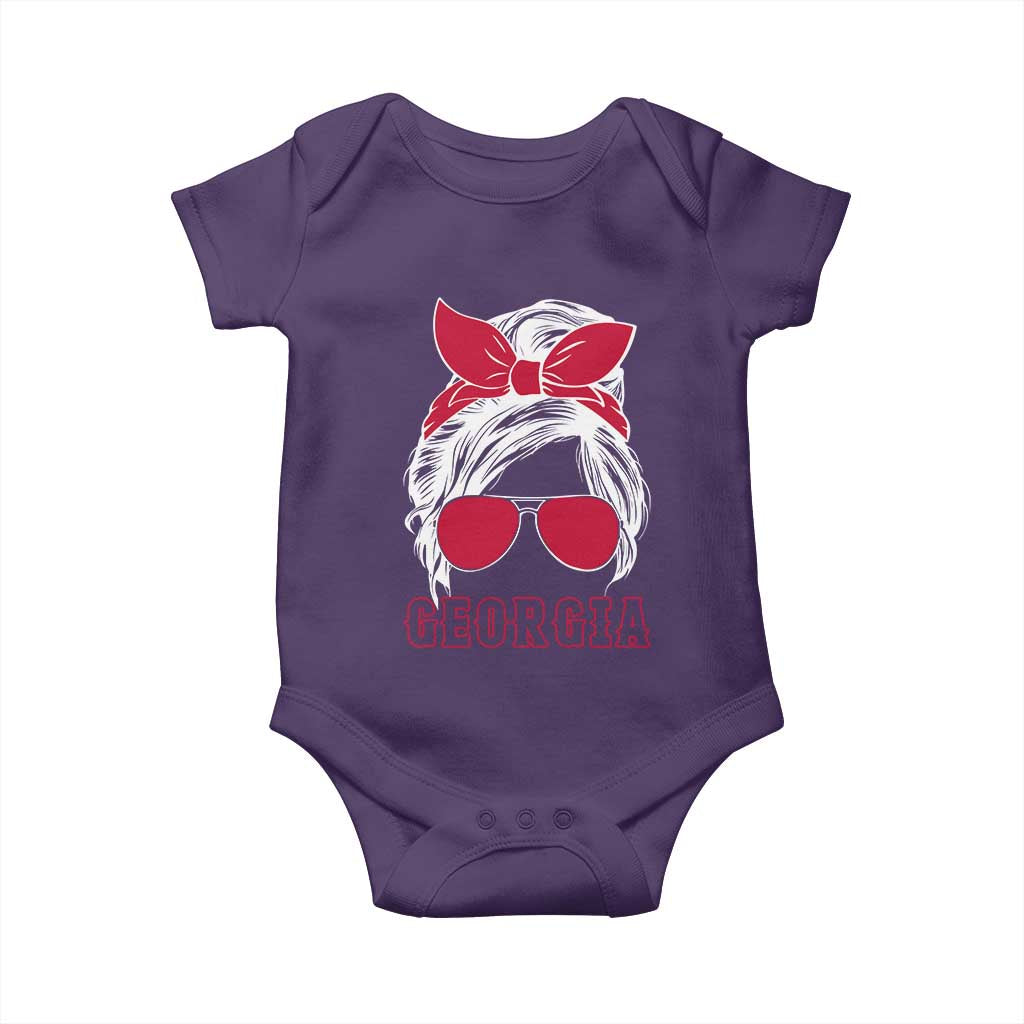 Georgia Lovers Baby Onesie Bulldogs Game Day Messy Bun - Wonder Print Shop