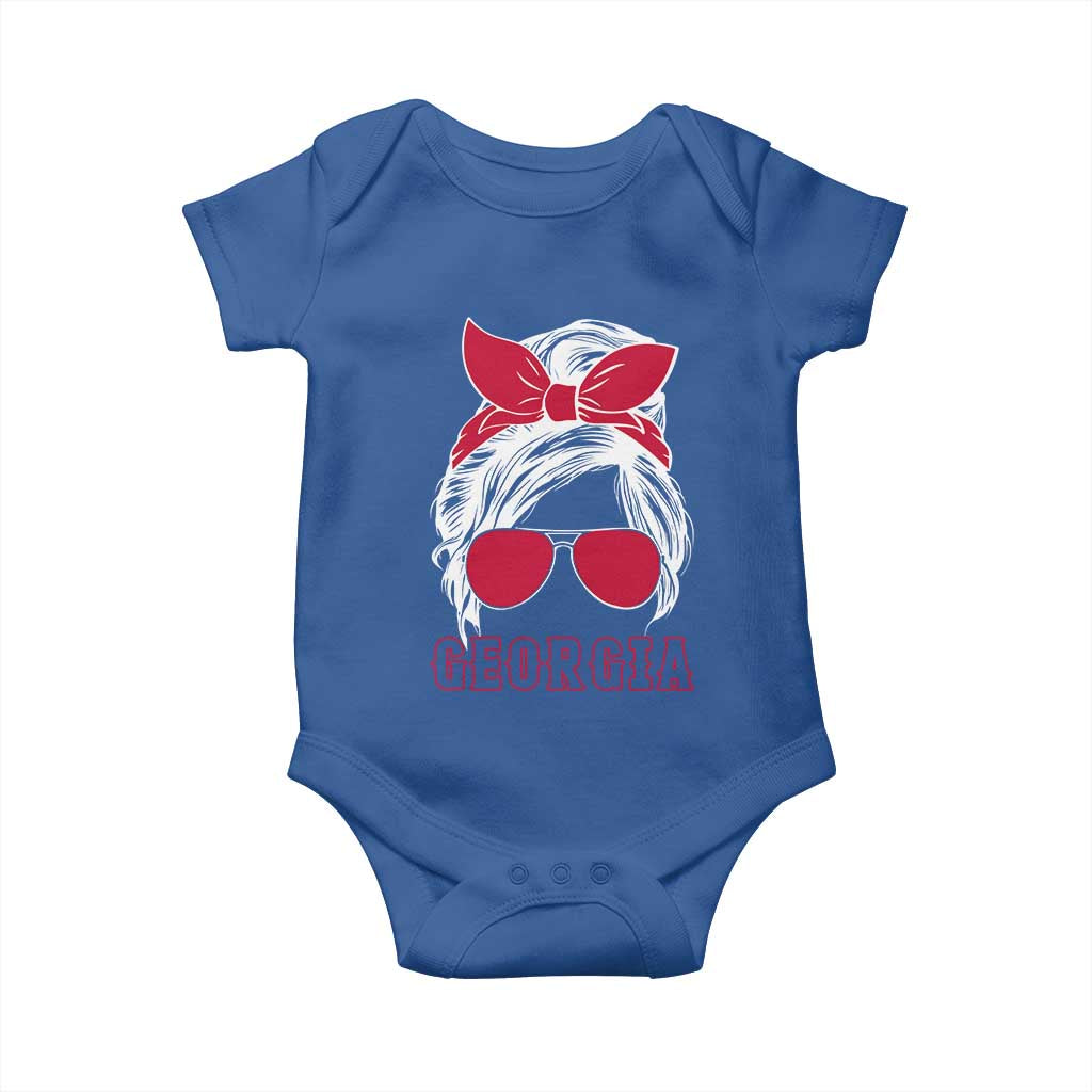 Georgia Lovers Baby Onesie Bulldogs Game Day Messy Bun - Wonder Print Shop