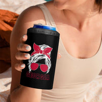 Georgia Lovers 4 in 1 Can Cooler Tumbler Bulldogs Game Day Messy Bun - Wonder Print Shop