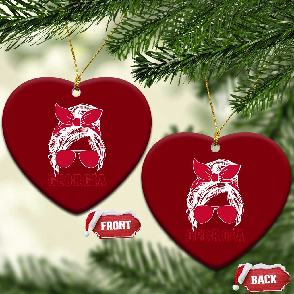 Georgia Lovers Ceramic Ornament Bulldogs Game Day Messy Bun - Wonder Print Shop