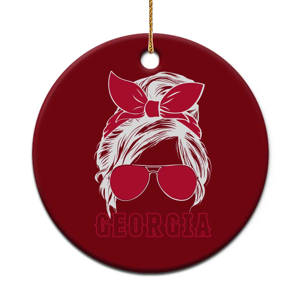 Georgia Lovers Ceramic Ornament Bulldogs Game Day Messy Bun - Wonder Print Shop