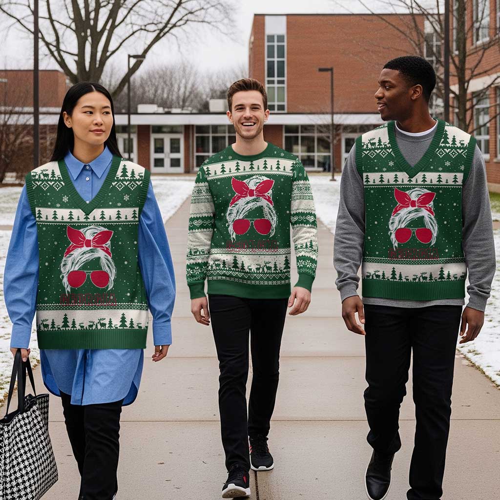 Georgia Lovers V-Neck Knit Sweater Vest Bulldogs Game Day Messy Bun - Wonder Print Shop