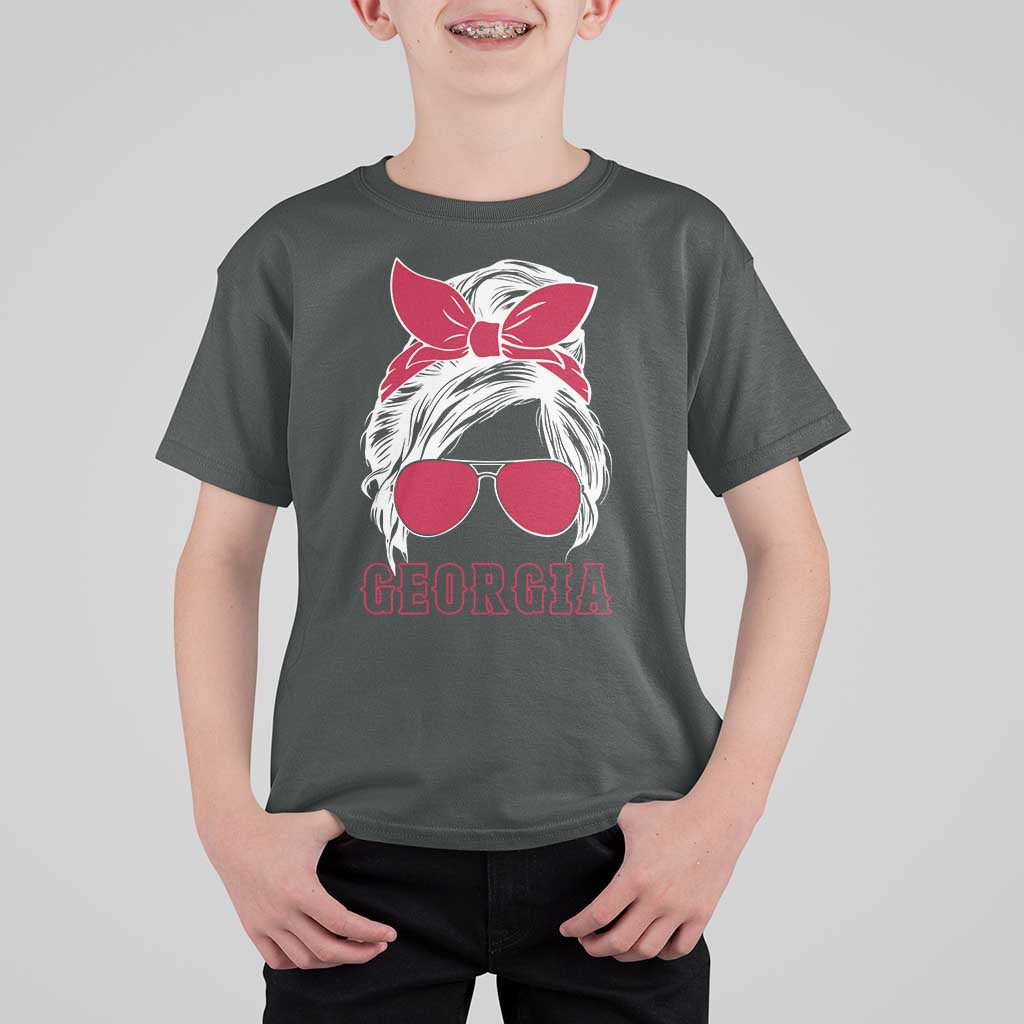 Georgia Lovers T Shirt For Kid Bulldogs Game Day Messy Bun - Wonder Print Shop