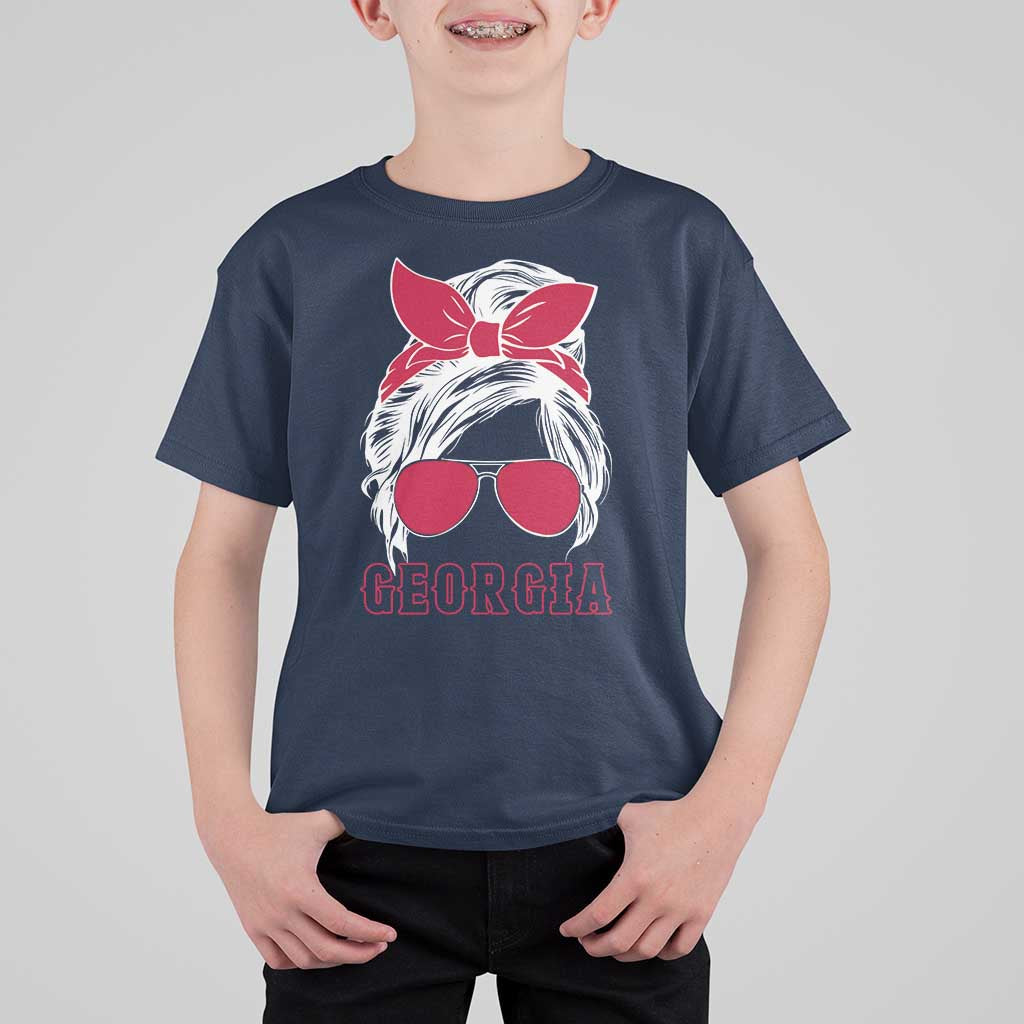 Georgia Lovers T Shirt For Kid Bulldogs Game Day Messy Bun - Wonder Print Shop