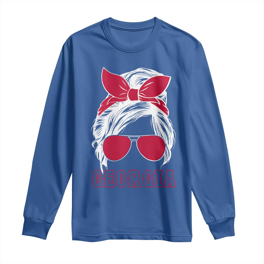 Georgia Lovers Long Sleeve Shirt Bulldogs Game Day Messy Bun - Wonder Print Shop