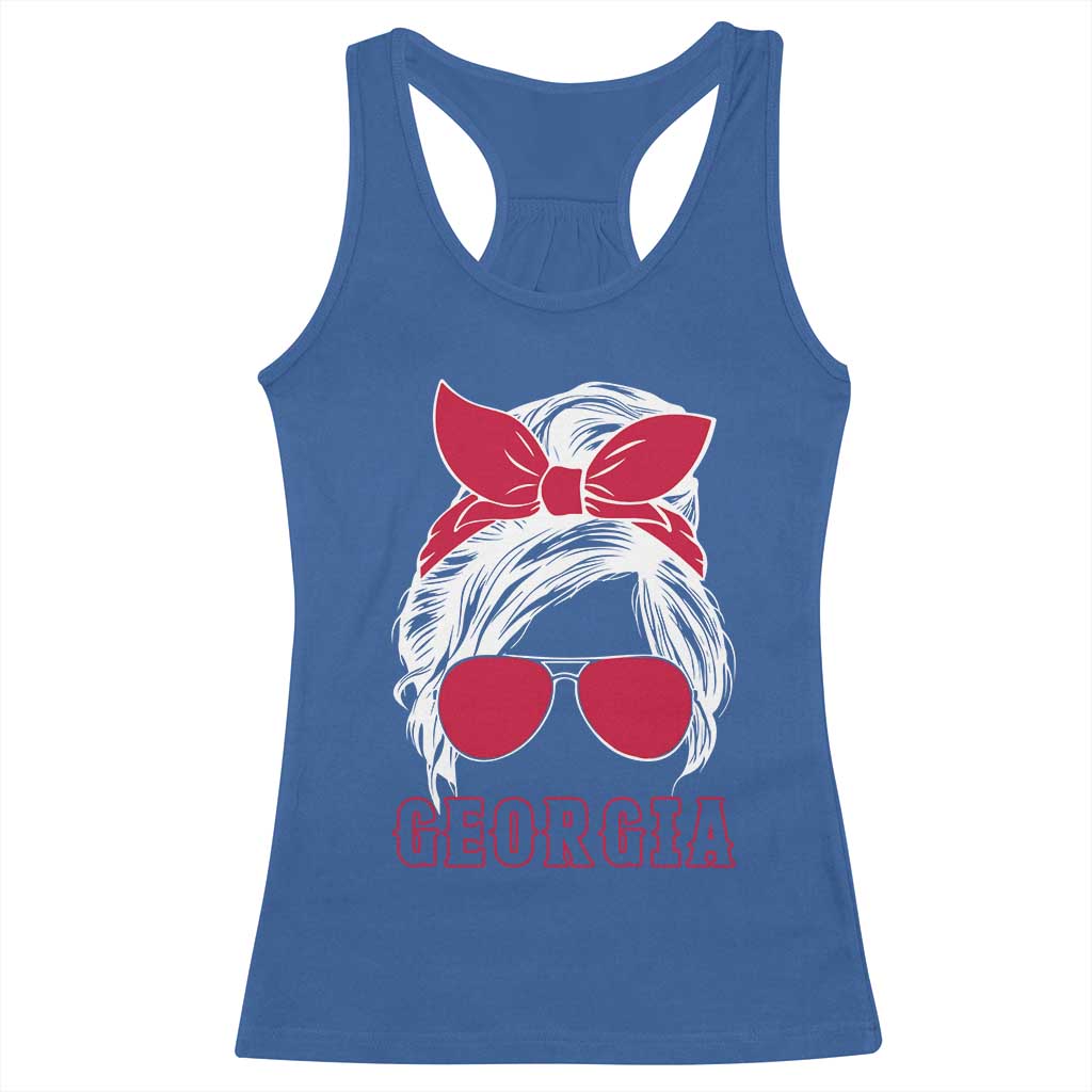 Georgia Lovers Racerback Tank Top Bulldogs Game Day Messy Bun - Wonder Print Shop