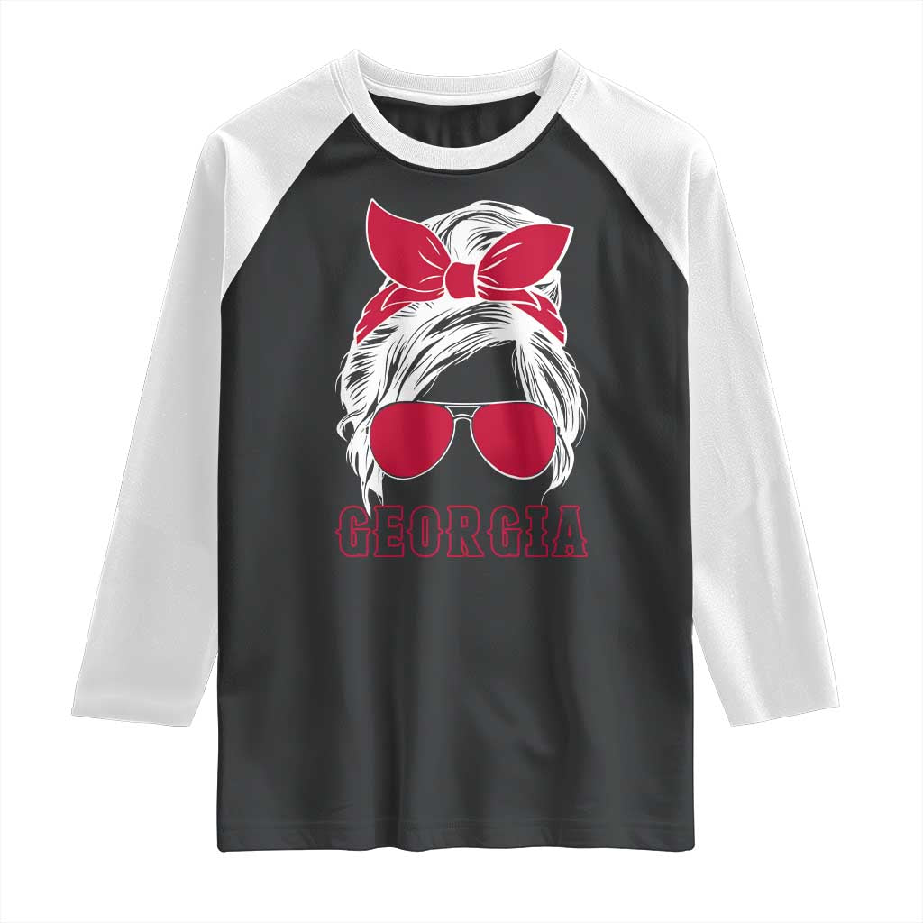 Georgia Lovers Raglan Shirt Bulldogs Game Day Messy Bun - Wonder Print Shop