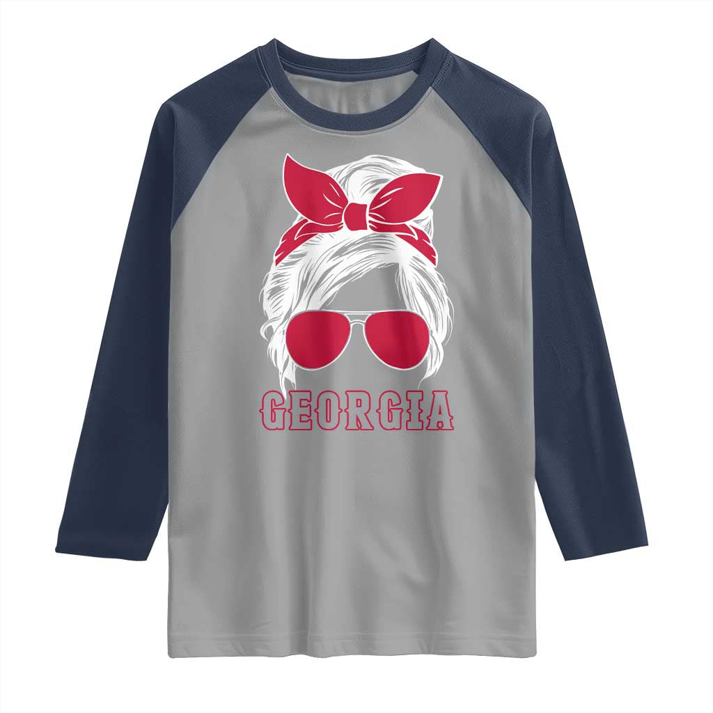 Georgia Lovers Raglan Shirt Bulldogs Game Day Messy Bun - Wonder Print Shop