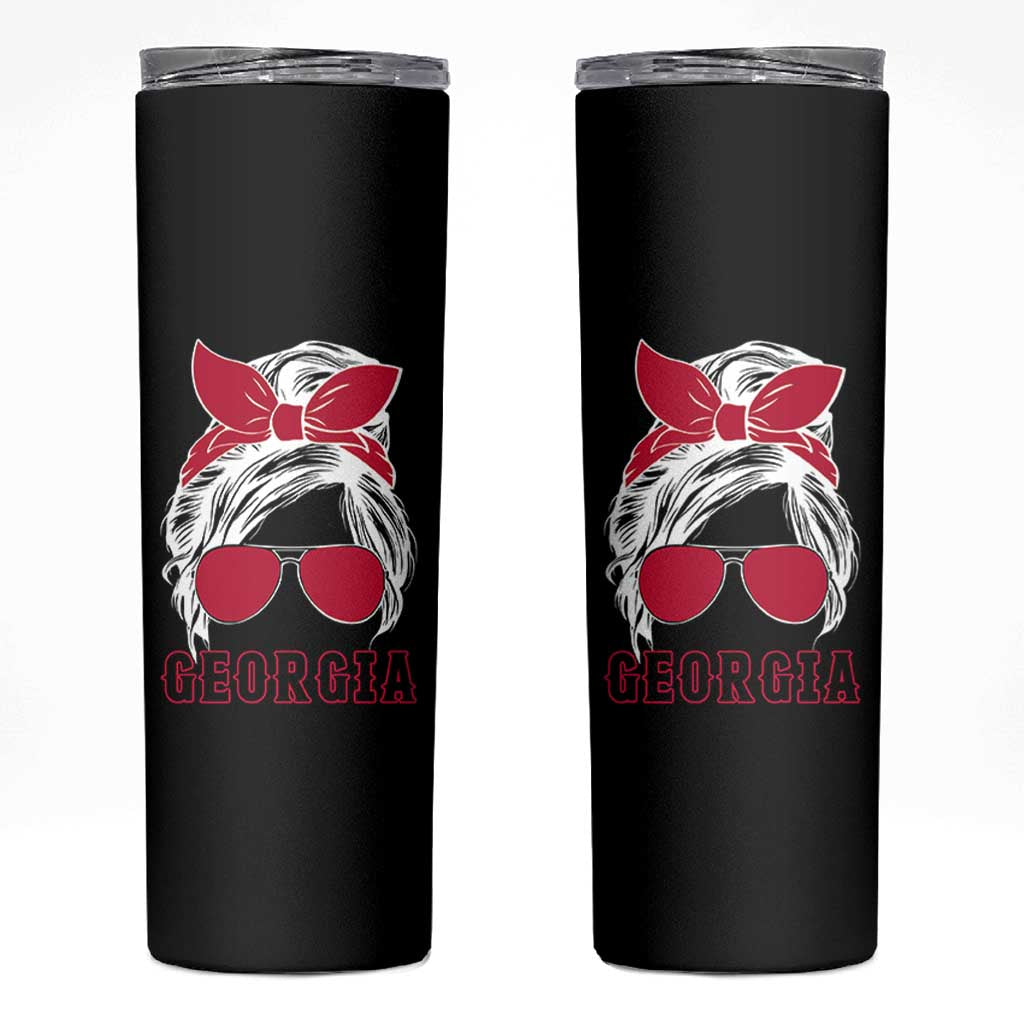 Georgia Lovers Skinny Tumbler Bulldogs Game Day Messy Bun - Wonder Print Shop