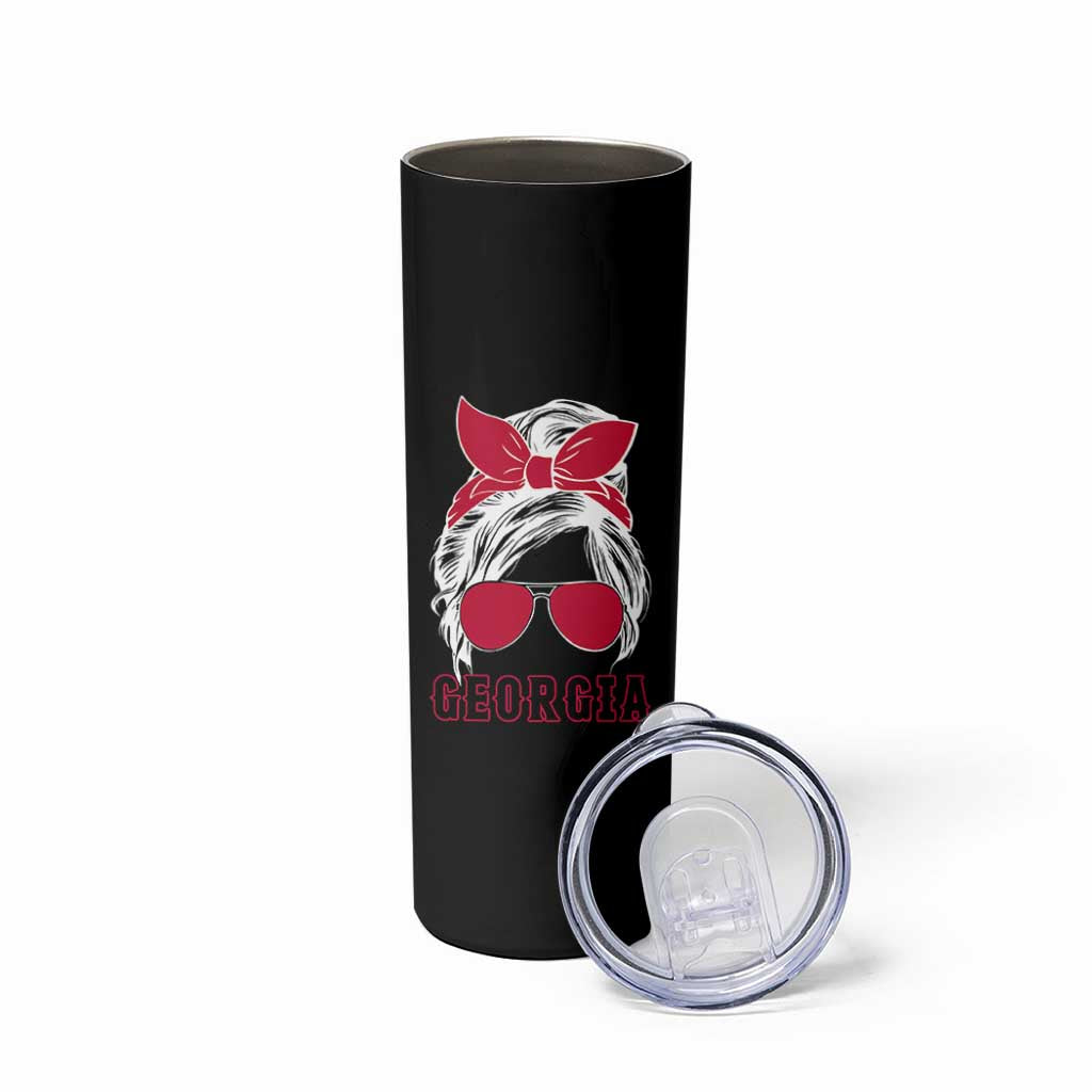 Georgia Lovers Skinny Tumbler Bulldogs Game Day Messy Bun - Wonder Print Shop