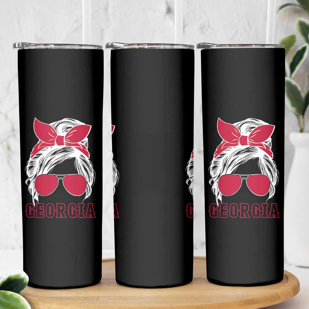 Georgia Lovers Skinny Tumbler Bulldogs Game Day Messy Bun - Wonder Print Shop