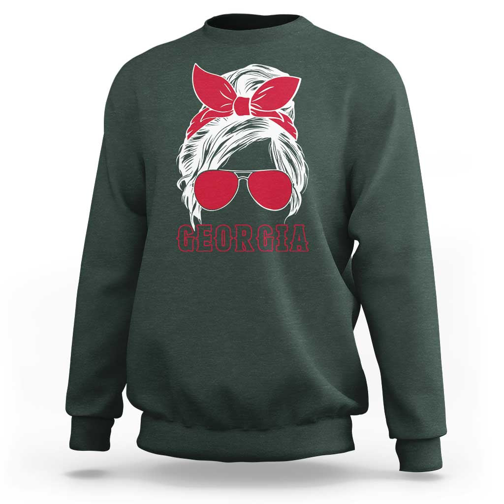 Georgia Lovers Sweatshirt Bulldogs Game Day Messy Bun - Wonder Print Shop