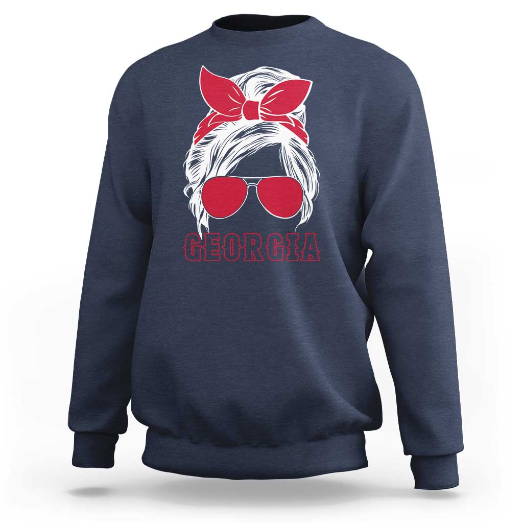 Georgia Lovers Sweatshirt Bulldogs Game Day Messy Bun - Wonder Print Shop