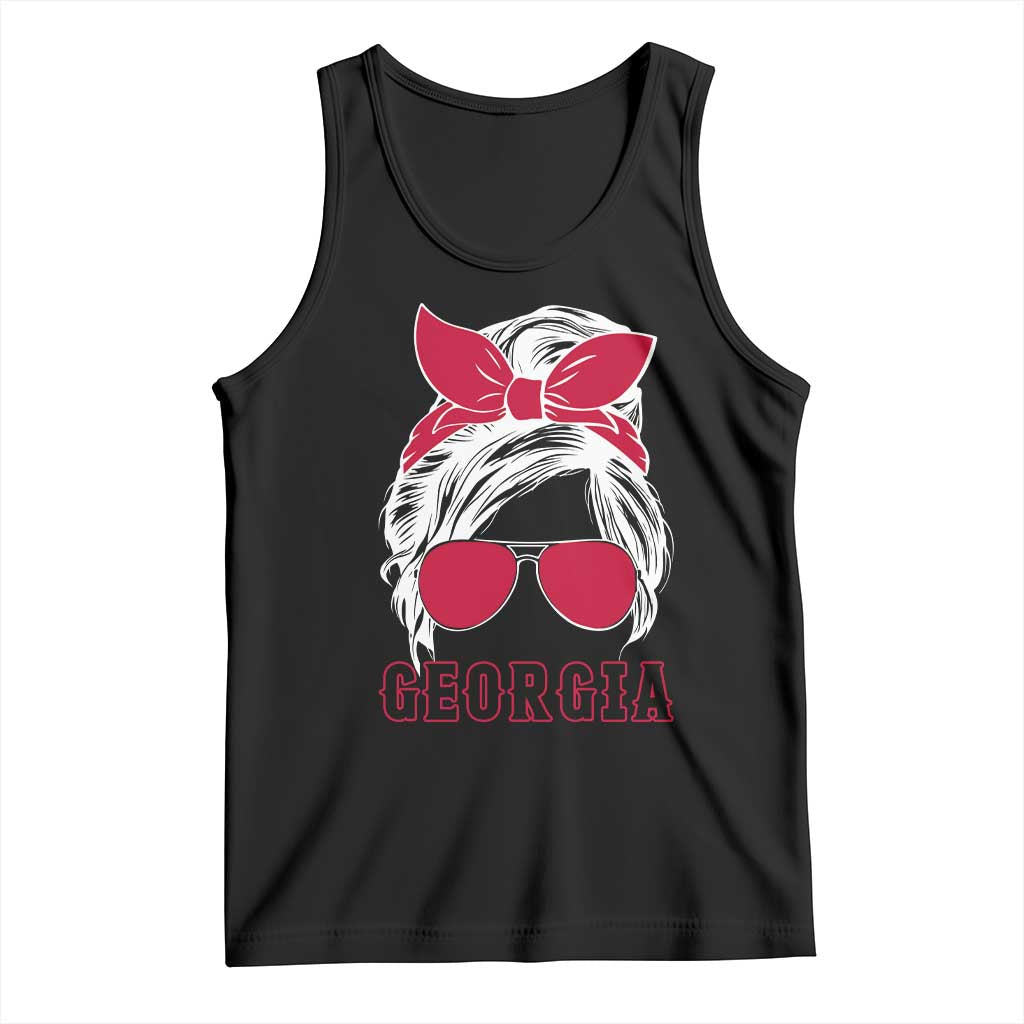 Georgia Lovers Tank Top Bulldogs Game Day Messy Bun - Wonder Print Shop