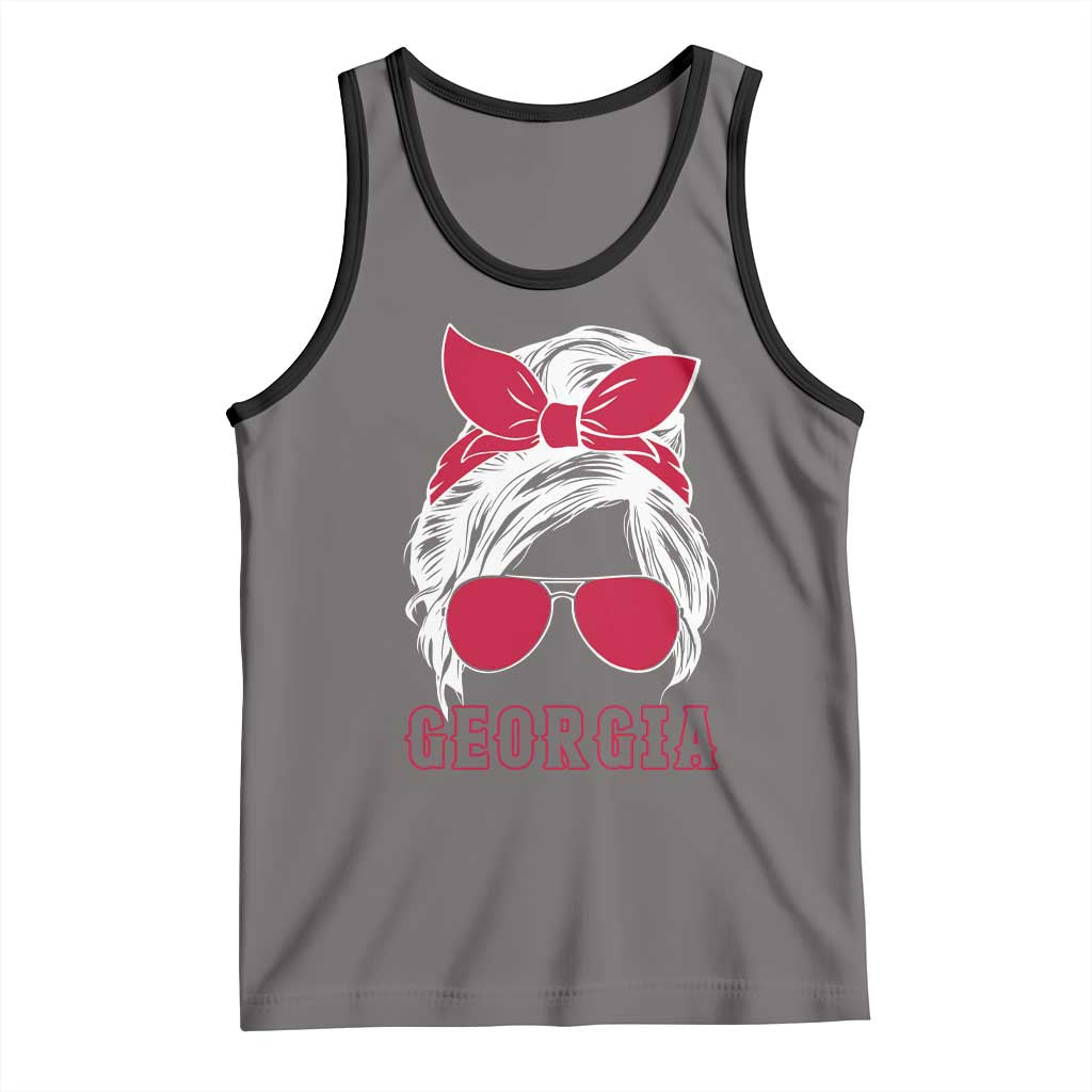 Georgia Lovers Tank Top Bulldogs Game Day Messy Bun - Wonder Print Shop