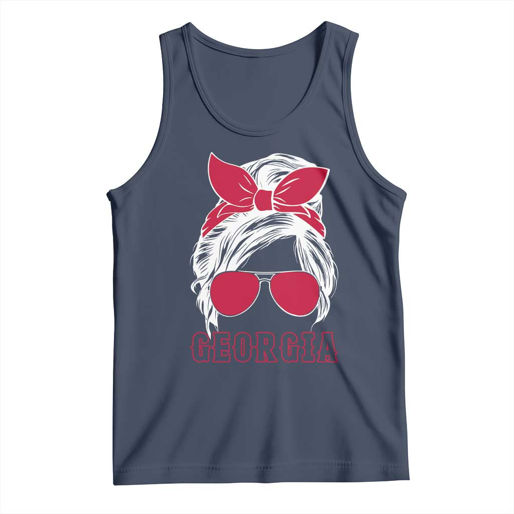 Georgia Lovers Tank Top Bulldogs Game Day Messy Bun - Wonder Print Shop