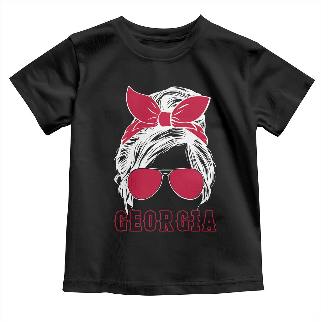 Georgia Lovers Toddler T Shirt Bulldogs Game Day Messy Bun - Wonder Print Shop