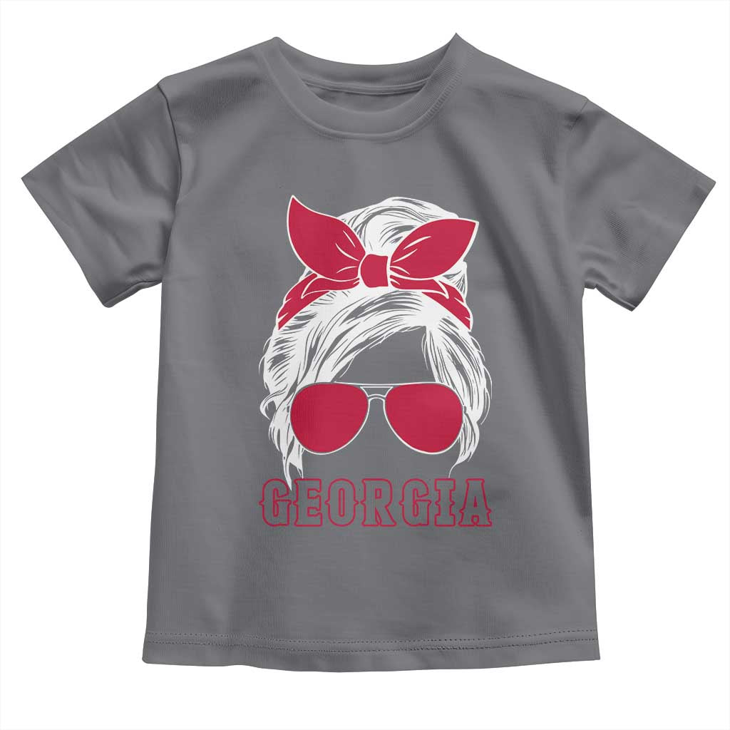 Georgia Lovers Toddler T Shirt Bulldogs Game Day Messy Bun - Wonder Print Shop