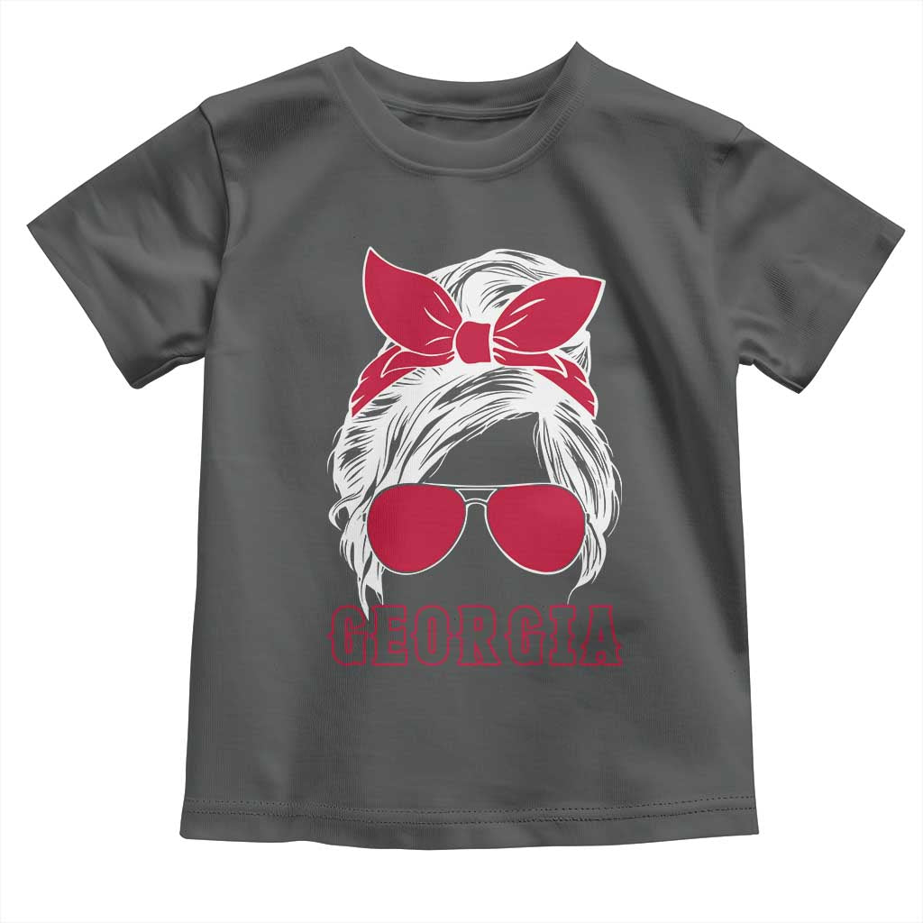 Georgia Lovers Toddler T Shirt Bulldogs Game Day Messy Bun - Wonder Print Shop