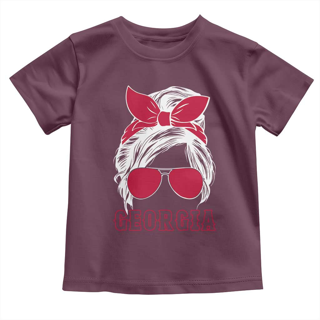Georgia Lovers Toddler T Shirt Bulldogs Game Day Messy Bun - Wonder Print Shop