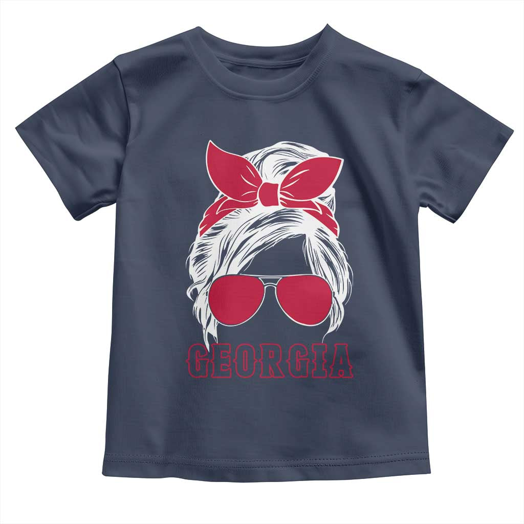 Georgia Lovers Toddler T Shirt Bulldogs Game Day Messy Bun - Wonder Print Shop