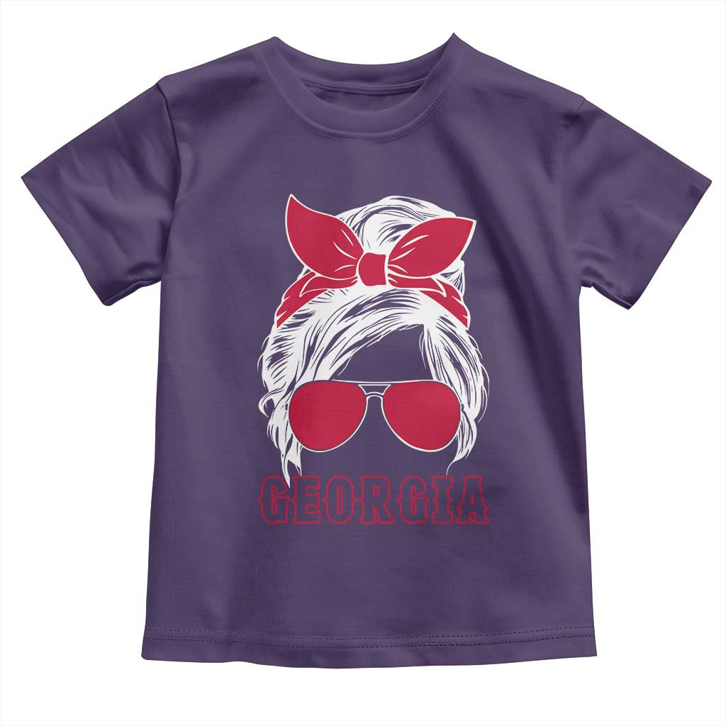 Georgia Lovers Toddler T Shirt Bulldogs Game Day Messy Bun - Wonder Print Shop