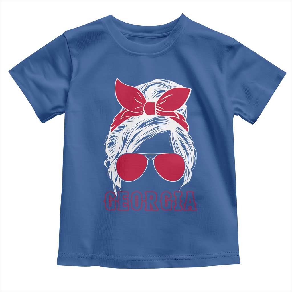 Georgia Lovers Toddler T Shirt Bulldogs Game Day Messy Bun - Wonder Print Shop