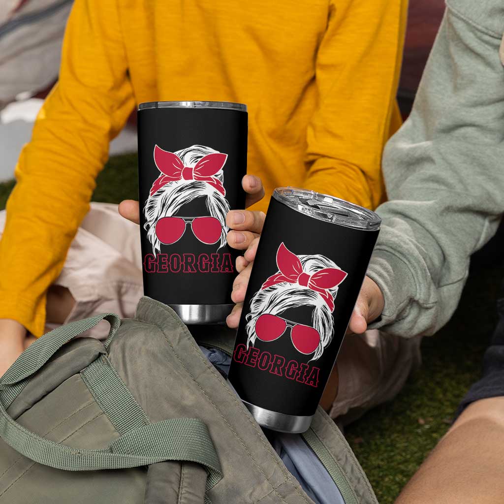 Georgia Lovers Tumbler Cup Bulldogs Game Day Messy Bun - Wonder Print Shop