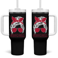 Georgia Lovers Tumbler With Handle Bulldogs Game Day Messy Bun - Wonder Print Shop