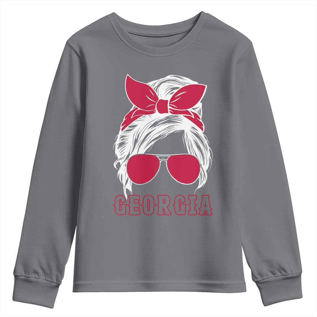 Georgia Lovers Youth Sweatshirt Bulldogs Game Day Messy Bun - Wonder Print Shop