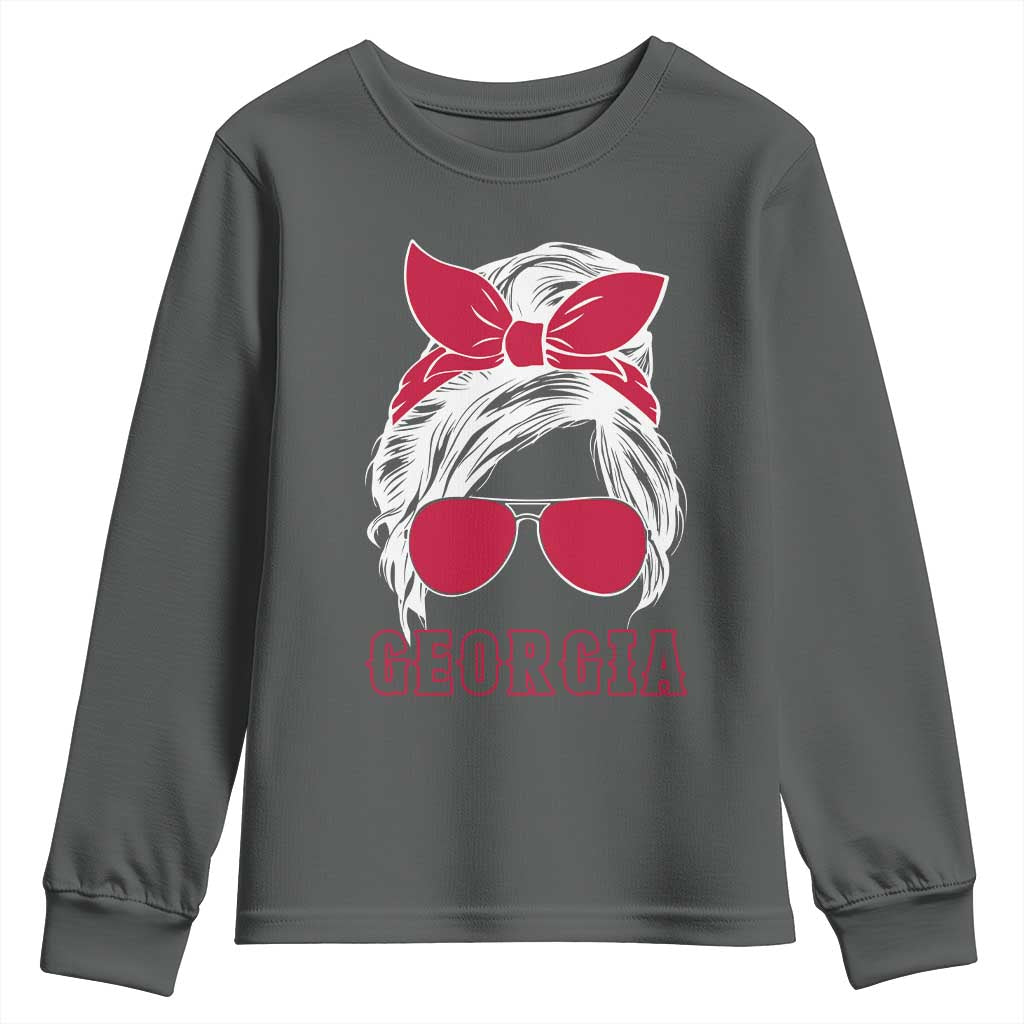 Georgia Lovers Youth Sweatshirt Bulldogs Game Day Messy Bun - Wonder Print Shop