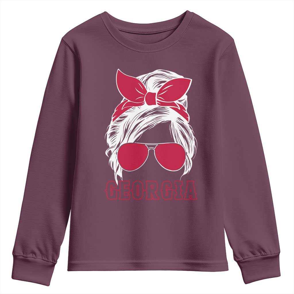 Georgia Lovers Youth Sweatshirt Bulldogs Game Day Messy Bun - Wonder Print Shop