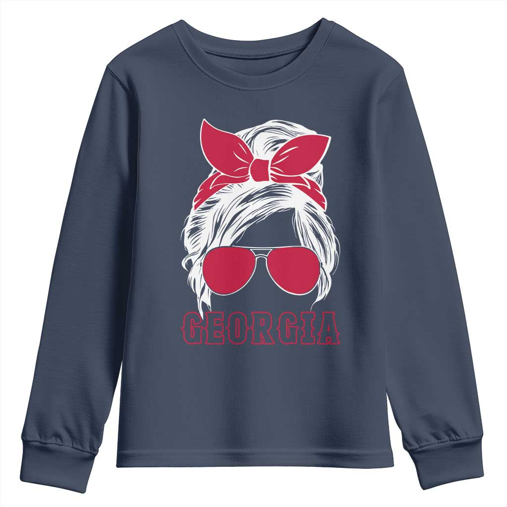 Georgia Lovers Youth Sweatshirt Bulldogs Game Day Messy Bun - Wonder Print Shop